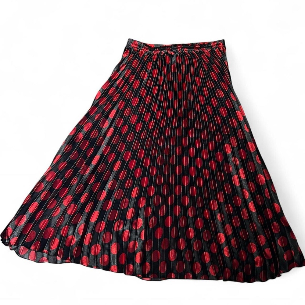 Ashley Stewart Black and Red Polka Dot A-Line Skirt